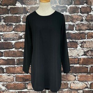 Tildon Dress Black Long Sleeve Scoop Back Knee Length Size 6
